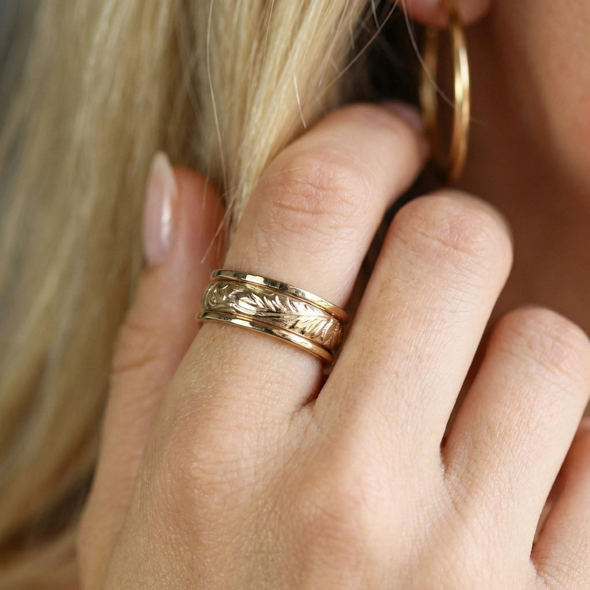 Art Nouveau Romantic Floral Wedding Band Ring Art Nouveau Romantic - Melt'm Jewelry