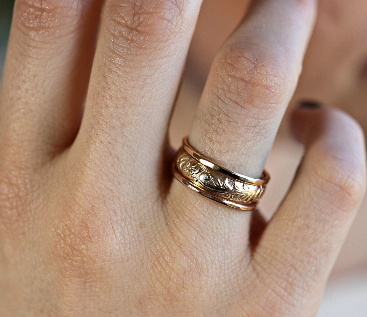 Art Nouveau Romantic Floral Wedding Band Ring Art Nouveau Romantic - Melt'm Jewelry