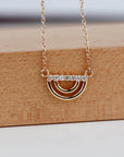 10K Solid Gold Diamond Rainbow Necklace, Lab Grown Diamond Pendant - Melt'm Jewelry