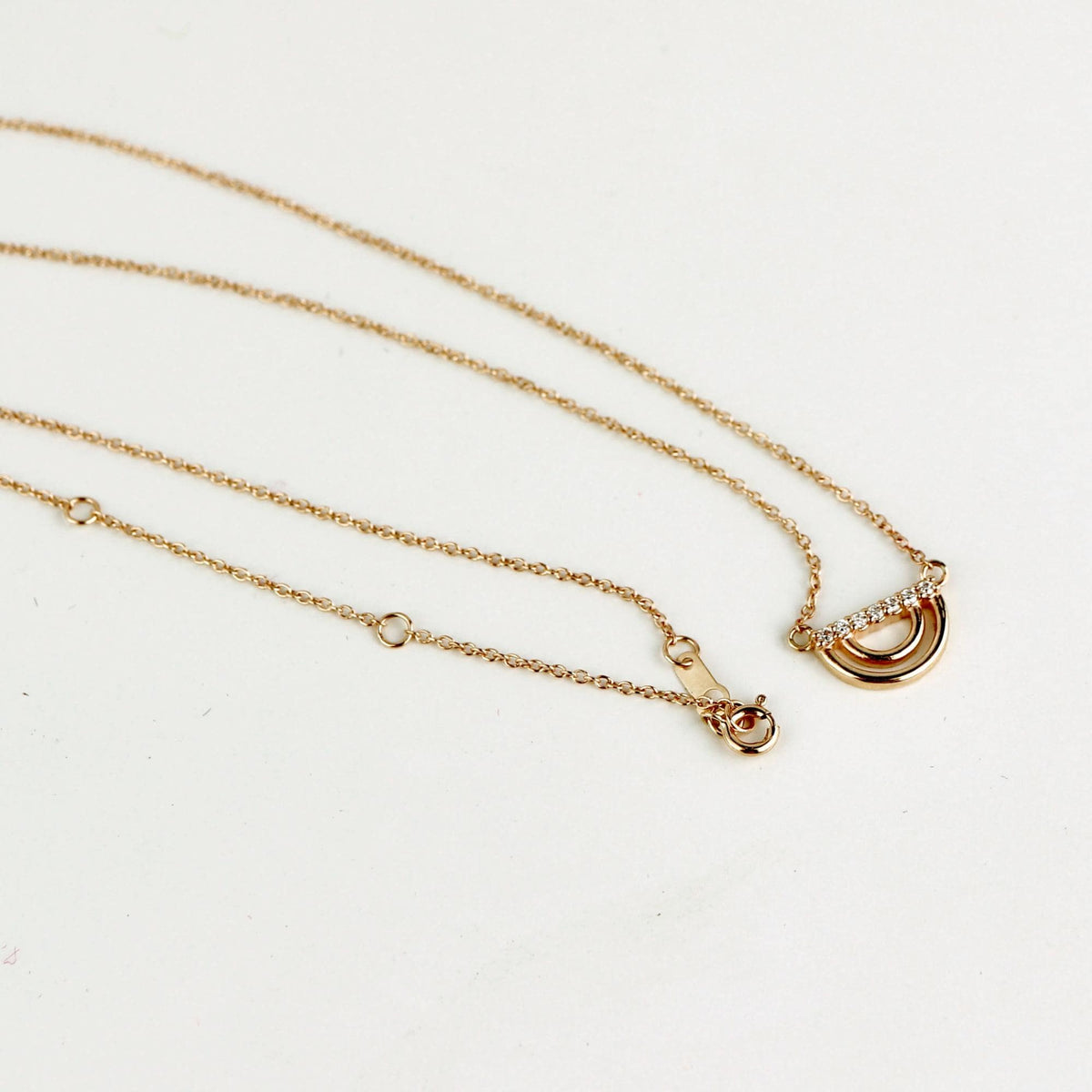 10K Solid Gold Diamond Rainbow Necklace, Lab Grown Diamond Pendant - Melt'm Jewelry