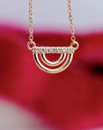 10K Solid Gold Diamond Rainbow Necklace, Lab Grown Diamond Pendant - Melt'm Jewelry