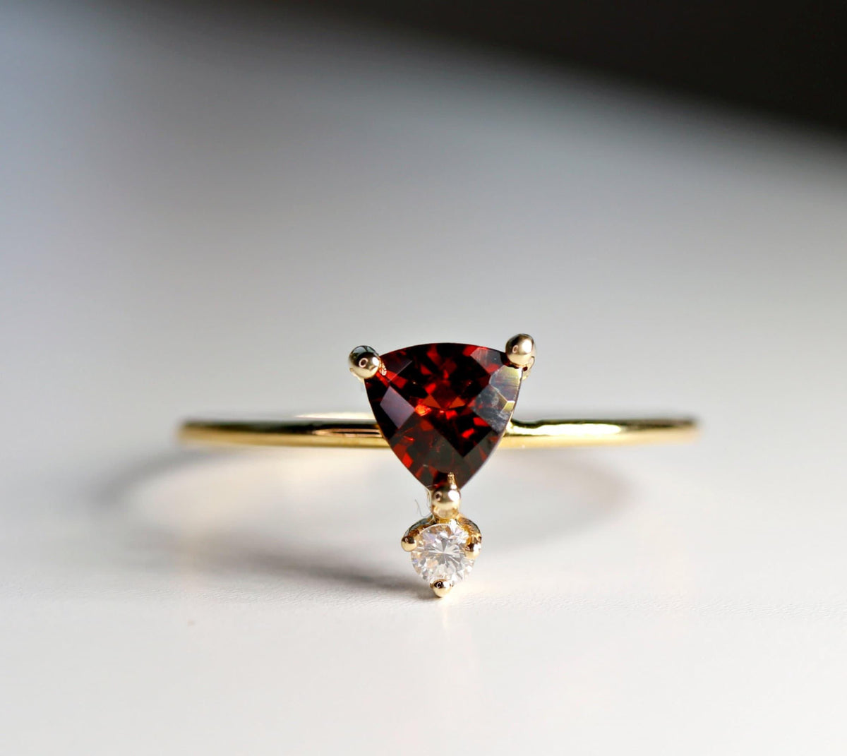 Diamond &amp; Garnet Ring 14k Gold - Melt'm Jewelry