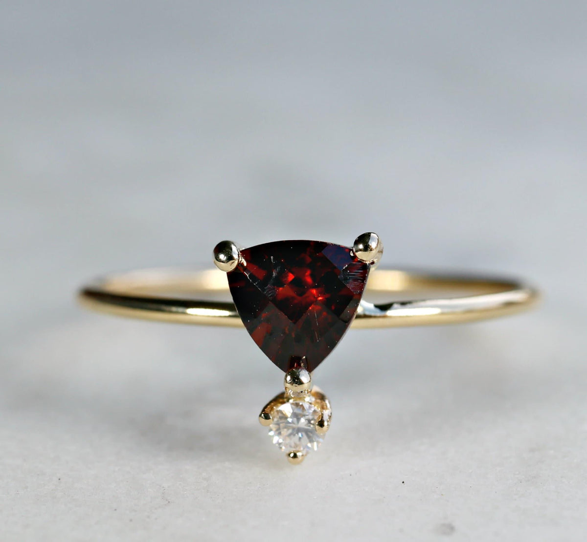 Diamond &amp; Garnet Ring 14k Gold - Melt'm Jewelry