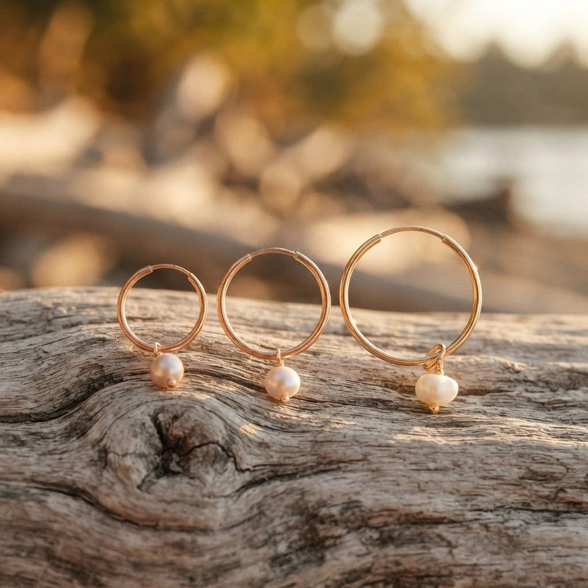 Pearl Hoop Earrings, Rose Gold Bridal Jewelry, Gold Filled Hoops - Melt'm Jewelry