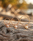 Pearl Hoop Earrings, Rose Gold Bridal Jewelry, Gold Filled Hoops - Melt'm Jewelry