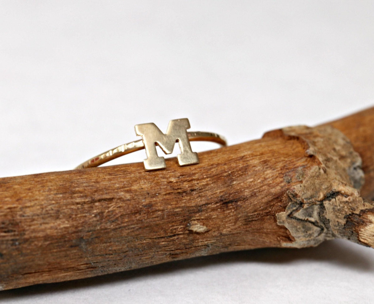 14k Gold Initial Ring - Melt'm Jewelry
