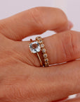 Cushion Cut Aquamarine Ring 14k Gold, Floral Basket Setting Ring
