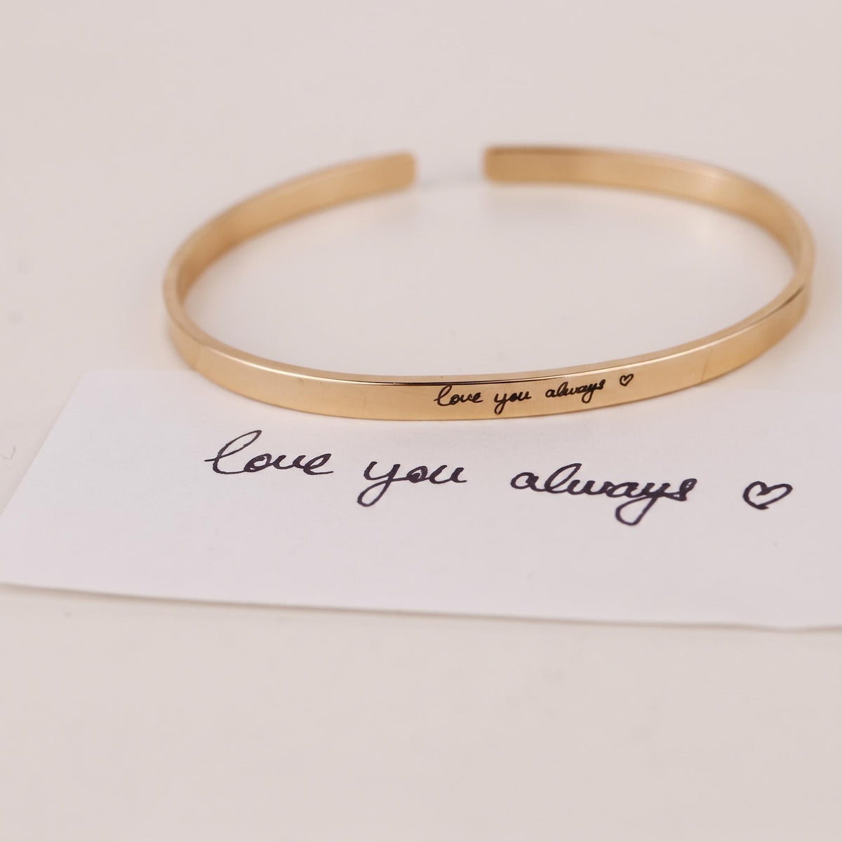 Custom Handwriting Cuff, 4mm Gold Filled Bracelet, Actual Handwriting Engraving, Personalized Memorial Jewelry