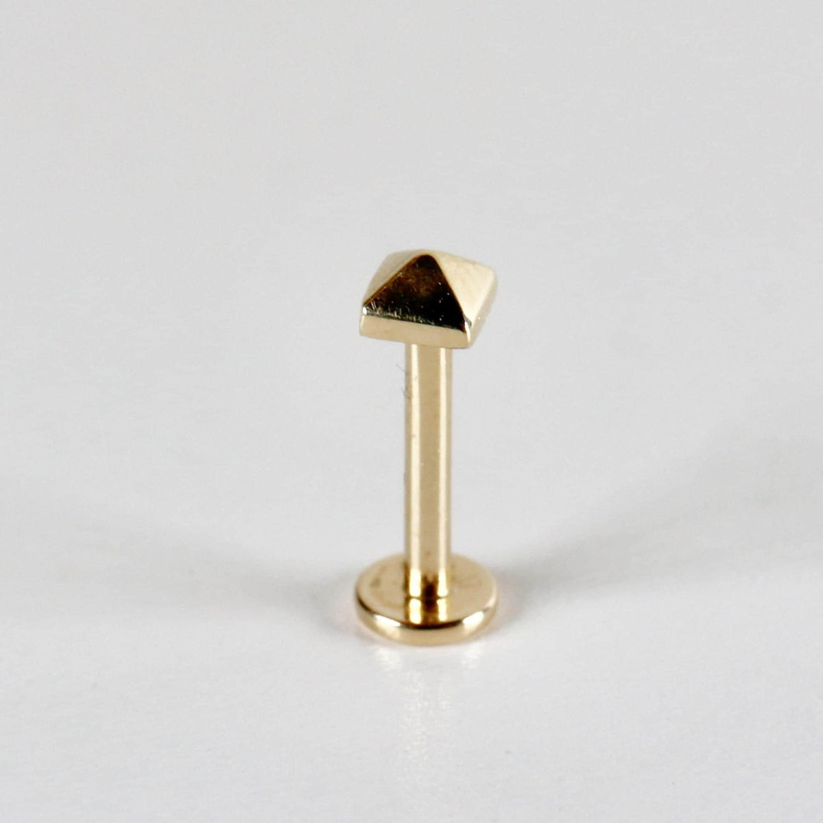 Teeny Tiny Pyramid Flat Back Earrings 14k Solid Gold (SINGLE), Internally Threaded Ear piercings - Melt'm Jewelry