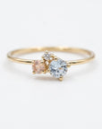 Dainty Aquamarine Opal and Diamond Cluster Ring - Melt'm Jewelry