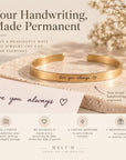 Custom Handwriting Cuff, 4mm Gold Filled Bracelet, Actual Handwriting Engraving, Personalized Memorial Jewelry