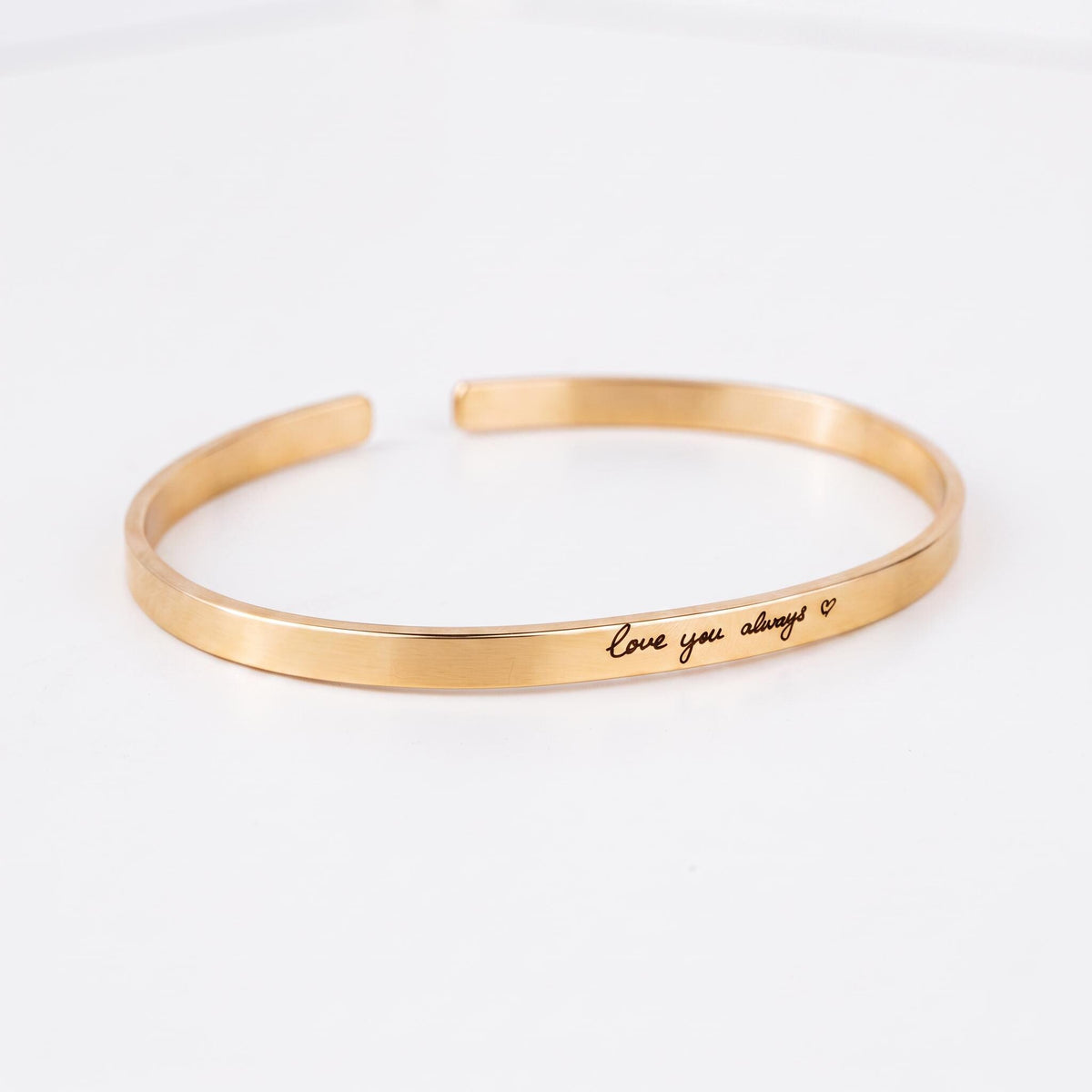 Custom Handwriting Cuff, 4mm Gold Filled Bracelet, Actual Handwriting Engraving, Personalized Memorial Jewelry