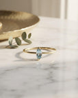 Marquise Cut Aquamarine Engagement Ring, 14k Gold March Birthstone Ring - Melt'm Jewelry