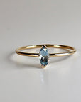 Marquise Cut Aquamarine Engagement Ring, 14k Gold March Birthstone Ring - Melt'm Jewelry