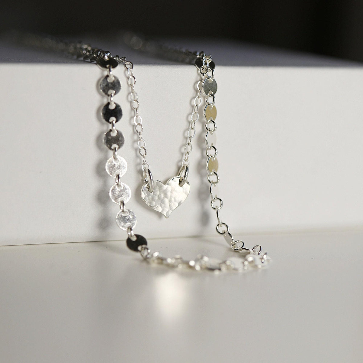 Dainty Sterling Silver Choker Necklace – Sequin Chain Minimalist Necklace, Simple Layering Jewelry Gift for Her - Melt'm Jewelry