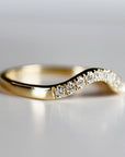 Curved Diamond Wedding Band, Matching Ring Gold Band - Melt'm Jewelry
