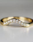Curved Diamond Wedding Band, Matching Ring Gold Band - Melt'm Jewelry