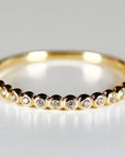 Bezel Half Eternity Stacking Ring 14k Solid Gold, Eternity Wedding Band - Melt'm Jewelry