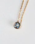 Bezel Set Swiss Blue Topaz Necklace 14k Solid Gold - Melt'm Jewelry