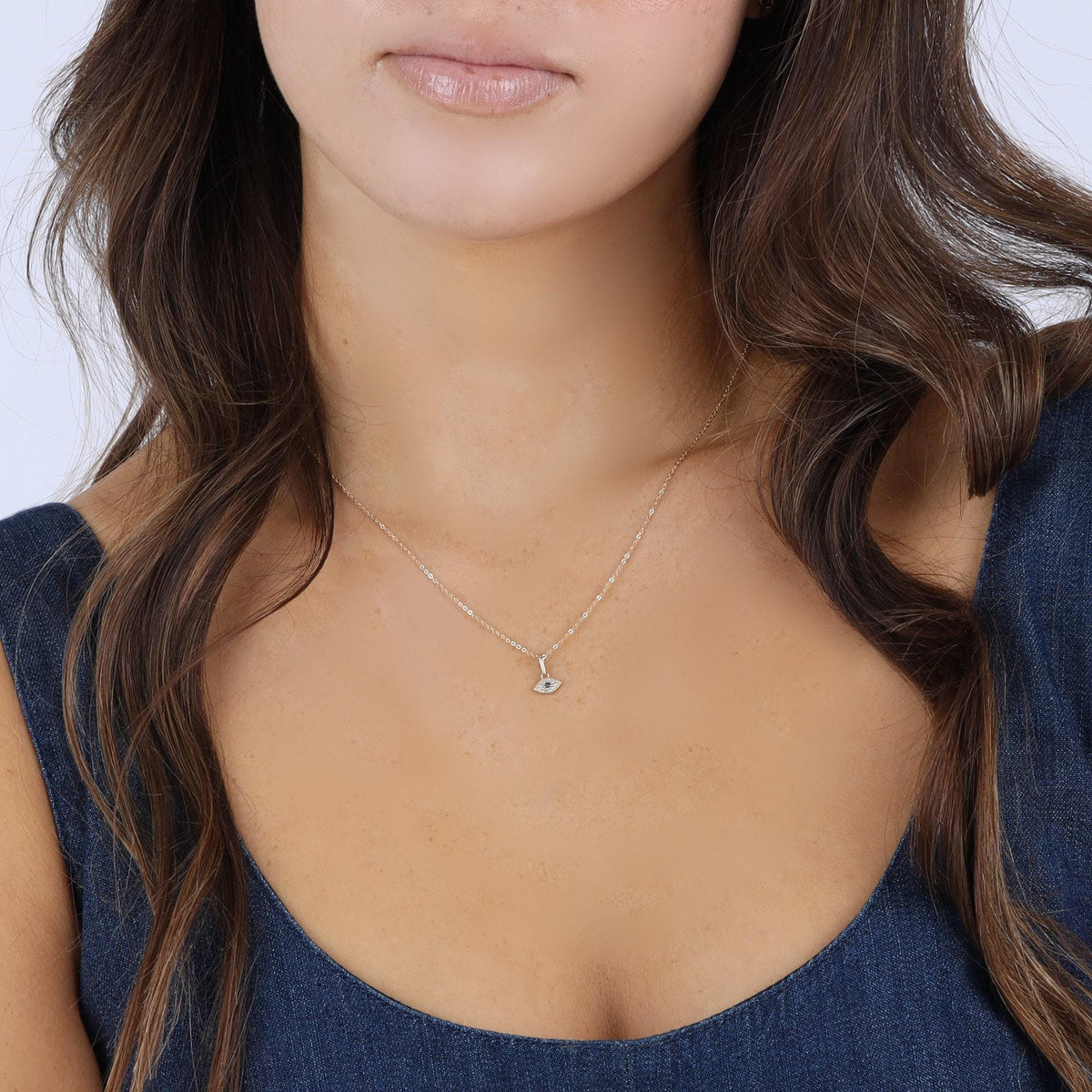 14k Gold Sapphire Evil Eye Necklace - Melt'm Jewelry