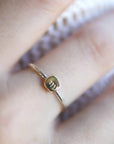 Solid 14k Gold Rustic Pebble Ring, Silver Band Gold Initial Ring - Melt'm Jewelry