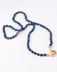 Natural Sapphire Necklace, Hand Knotted Gemstone Necklace, 4mm Blue Sapphire Beaded Necklace, Gold Filled Charm Holder, September Birthstone - Melt'm Jewelry