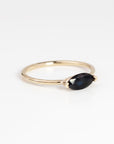 Natural Blue Sapphire Ring, 14K Solid Gold Marquise Sapphire Ring, East West Ring, September Birthstone, Minimalist Gold Ring - Melt'm Jewelry