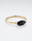 Natural Blue Sapphire Ring, 14K Solid Gold Marquise Sapphire Ring, East West Ring, September Birthstone, Minimalist Gold Ring - Melt'm Jewelry