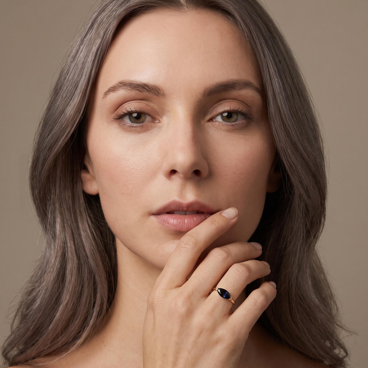 Natural Blue Sapphire Ring, 14K Solid Gold Marquise Sapphire Ring, East West Ring, September Birthstone, Minimalist Gold Ring - Melt'm Jewelry