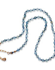 Aquamarine Silk Hand Knotted Necklace, Faceted 4mm Moss Aquamarine Choker with Gold Filled Extender, 16-18 inch - Melt'm Jewelry