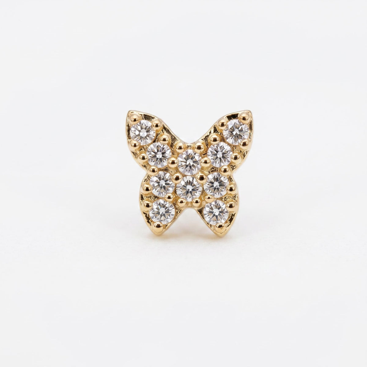 CZ Butterfly Flat Back Earrings 14k Solid Gold (single or pair) - Melt'm Jewelry