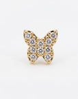 CZ Butterfly Flat Back Earrings 14k Solid Gold (single or pair) - Melt'm Jewelry