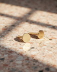 Tiny Gold Circle Cartilage Earrings in 14k Gold ( SINGLE OR PAIR ) - flat back internally threaded labret studs - Melt'm Jewelry