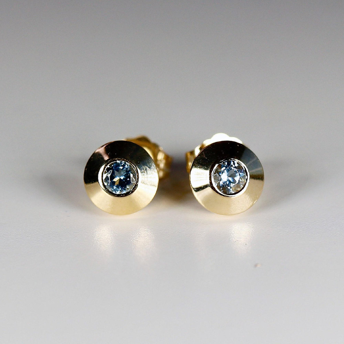 Aquamarine Dome Earrings - Melt'm Jewelry