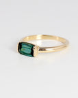 One of a Kind Green Tourmaline Ring, 14K Solid Gold Baguette Ring, October Birthstone Ring, East West Gemstone Ring - Melt'm Jewelry