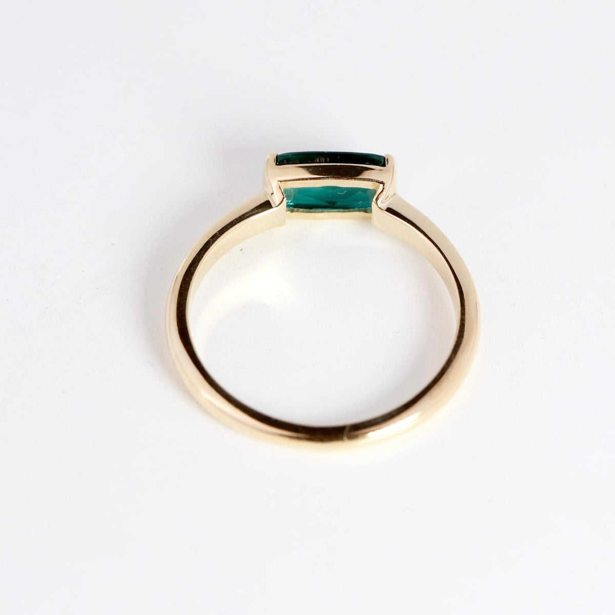 One of a Kind Green Tourmaline Ring, 14K Solid Gold Baguette Ring, October Birthstone Ring, East West Gemstone Ring - Melt'm Jewelry