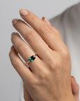 One of a Kind Green Tourmaline Ring, 14K Solid Gold Baguette Ring, October Birthstone Ring, East West Gemstone Ring - Melt'm Jewelry