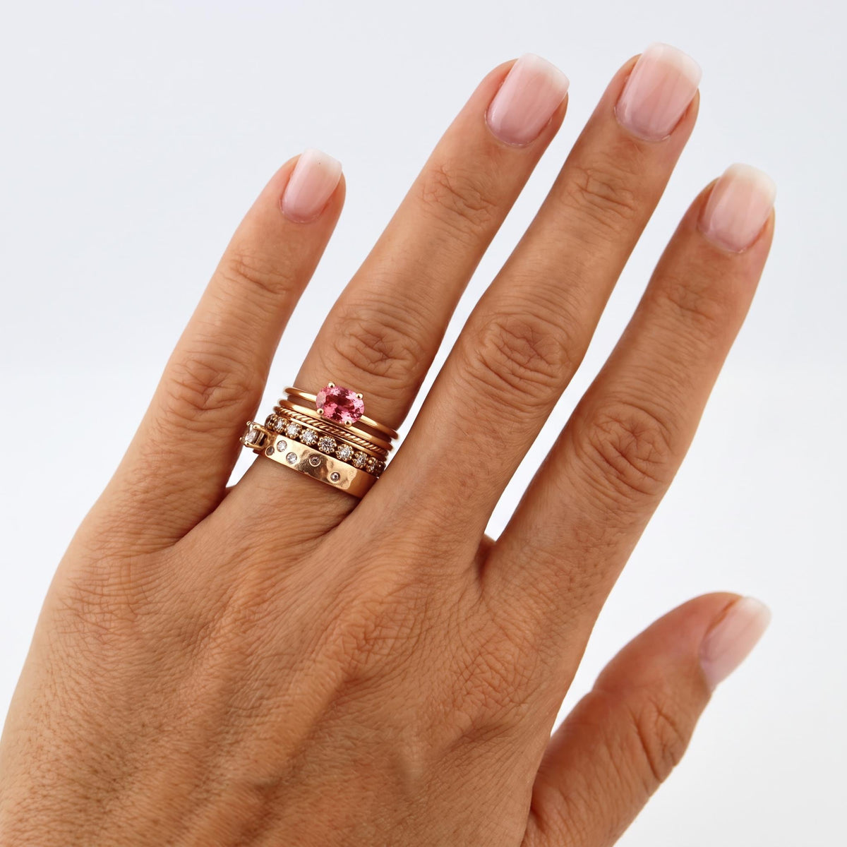Pink Tourmaline Ring, 14K Solid Gold Oval Tourmaline Ring, October Birthstone Ring, Natural Pink Gemstone Ring - Melt'm Jewelry