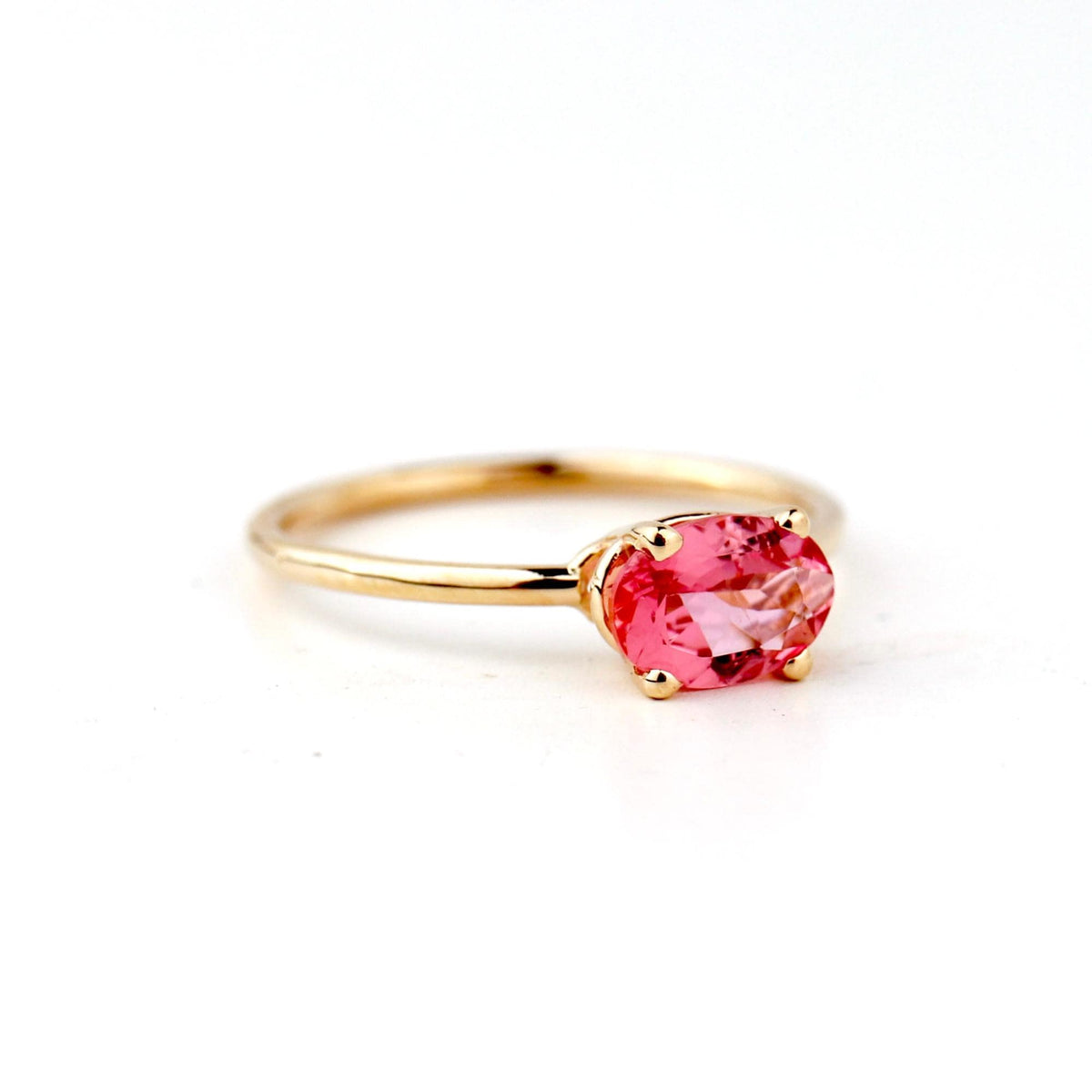 Pink Tourmaline Ring, 14K Solid Gold Oval Tourmaline Ring, October Birthstone Ring, Natural Pink Gemstone Ring - Melt'm Jewelry