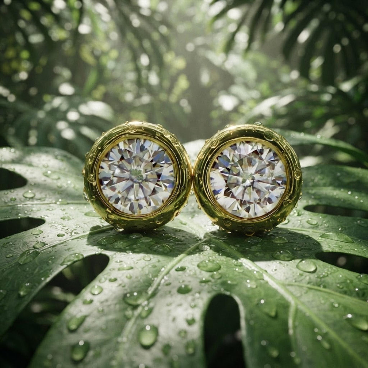 0.45 ct. Martini Bezel Set Moissanite Earrings 14k Gold - Melt'm Jewelry