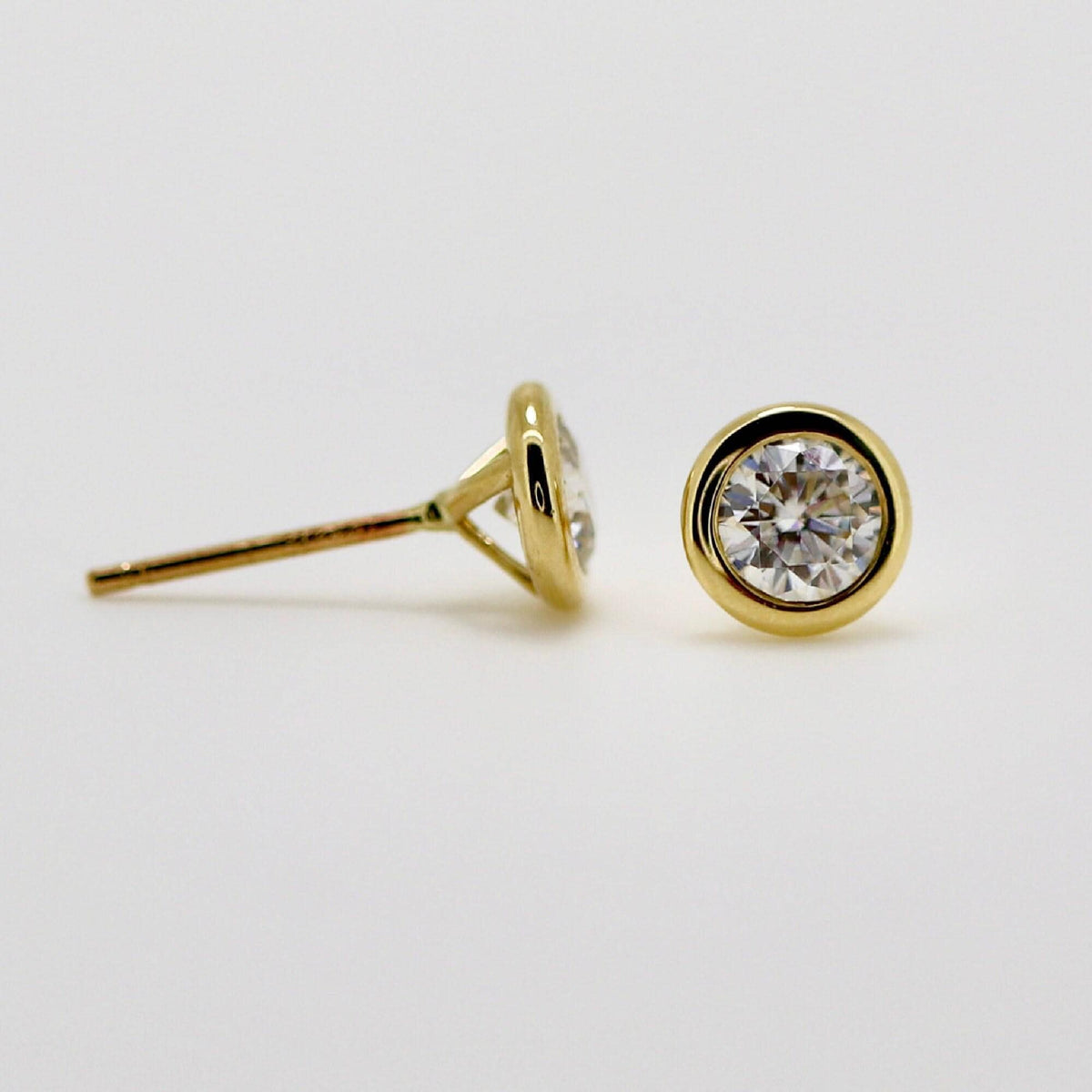 0.45 ct. Martini Bezel Set Moissanite Earrings 14k Gold - Melt'm Jewelry