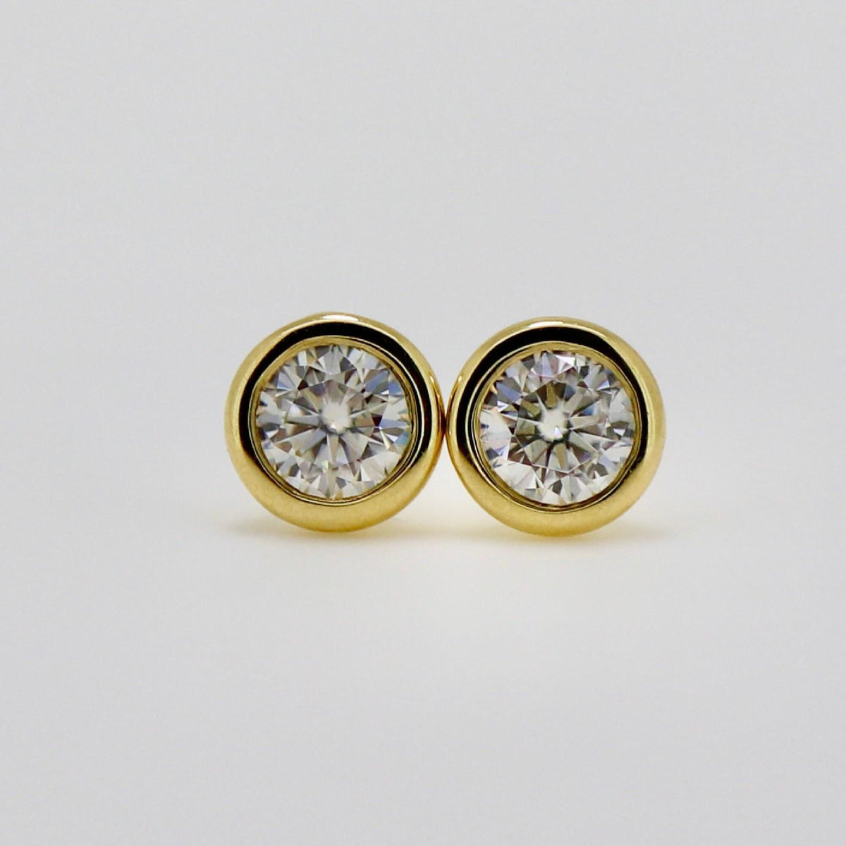 0.45 ct. Martini Bezel Set Moissanite Earrings 14k Gold - Melt'm Jewelry