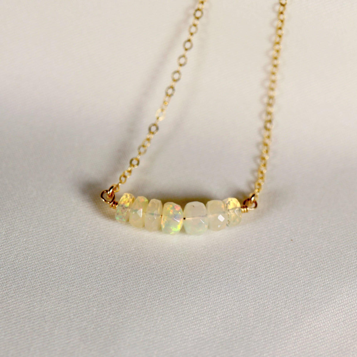 Genuine Welo Opal Bar Necklace - Melt'm Jewelry
