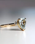 Diamond Pear Aquamarine Engagement Ring - Melt'm Jewelry
