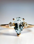 Diamond Pear Aquamarine Engagement Ring - Melt'm Jewelry