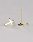 14k Solid Gold Cross Stud Earrings (SINGLE OR PAIR) - Melt'm Jewelry