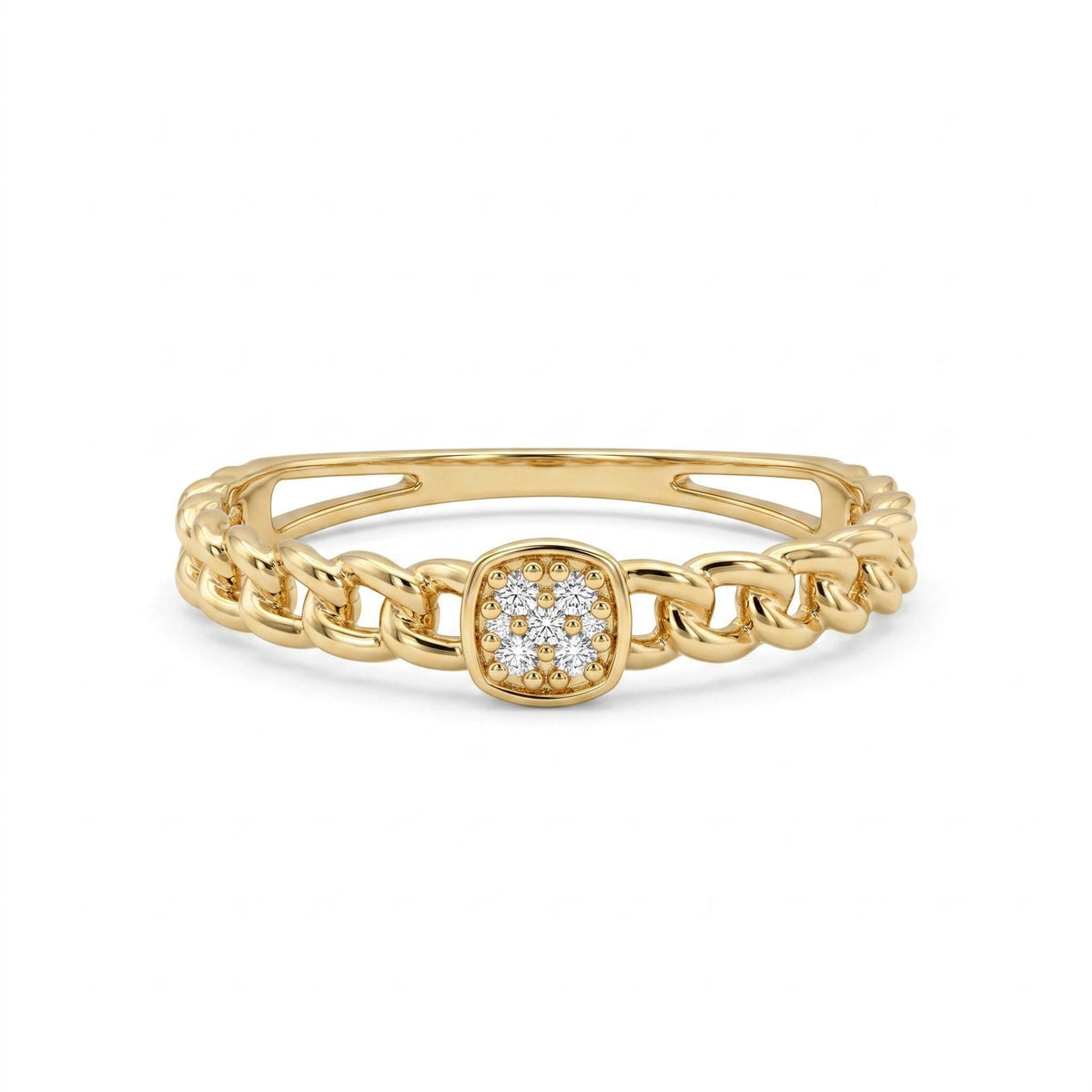 Square Pave Diamond Ring 14k Gold - Melt'm Jewelry