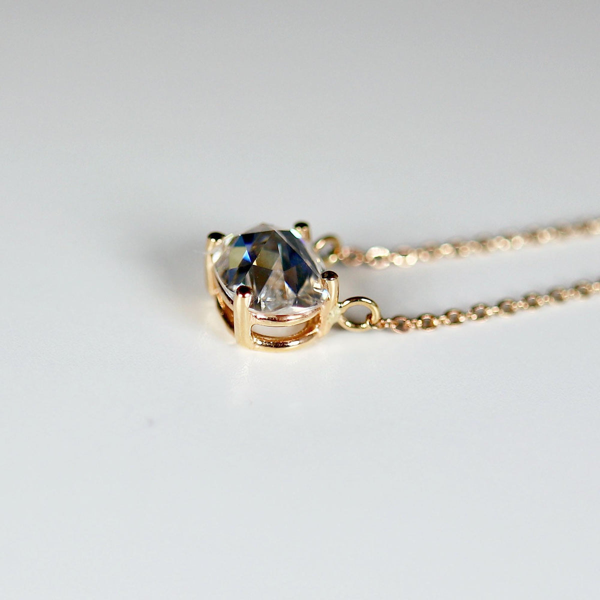 Oval Moissanite Necklace 14k Solid Gold - Melt'm Jewelry