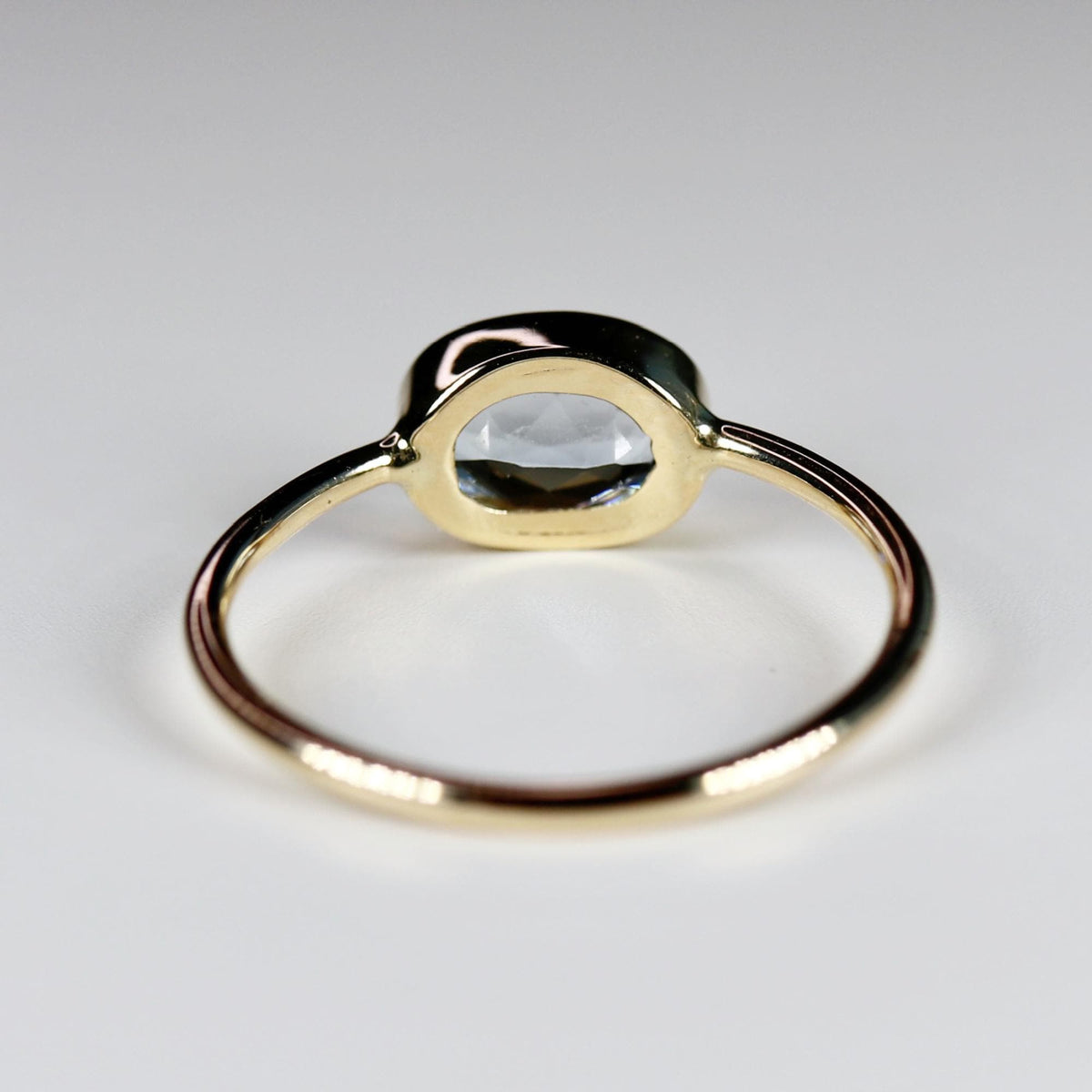 East West Aquamarine Ring 14k Solid Gold - Melt'm Jewelry