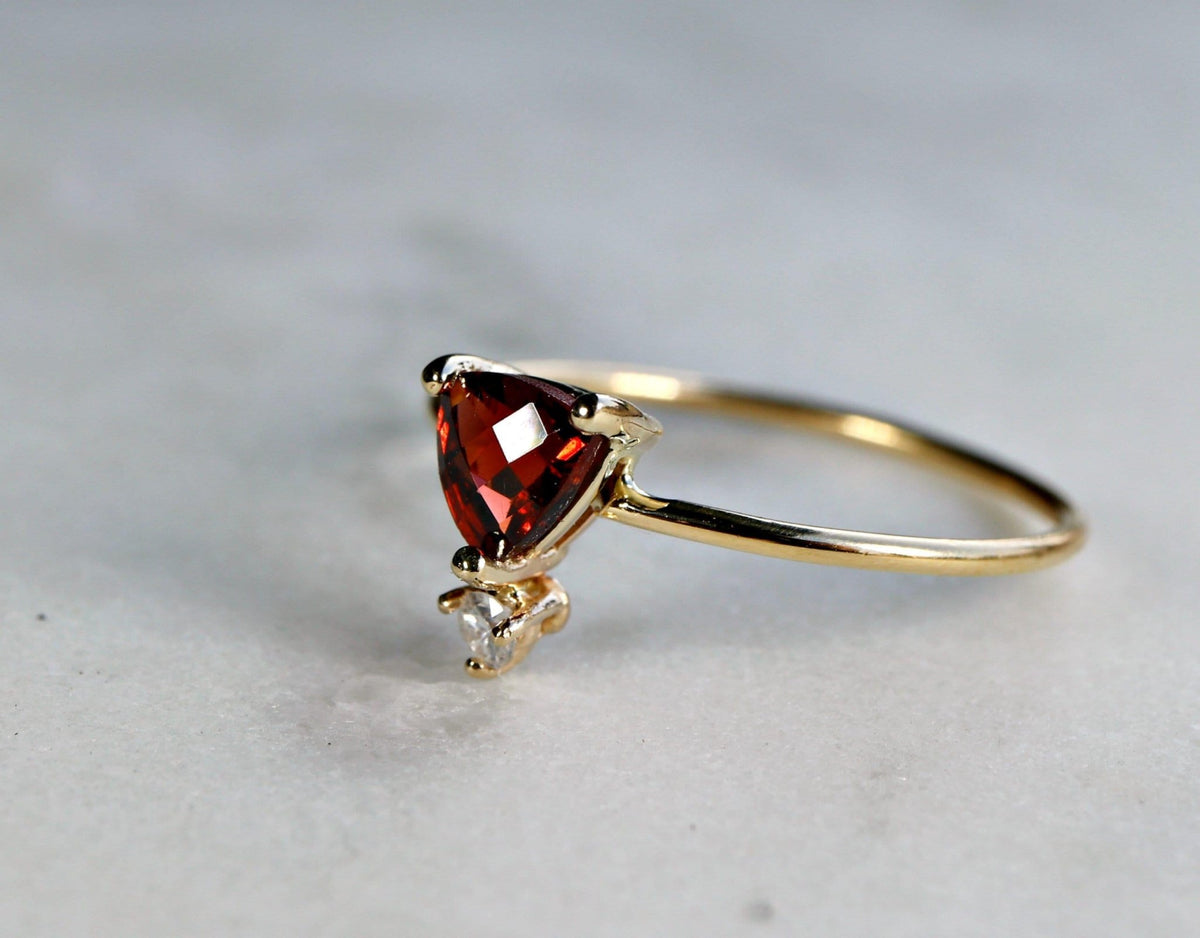 Diamond &amp; Garnet Ring 14k Gold - Melt'm Jewelry